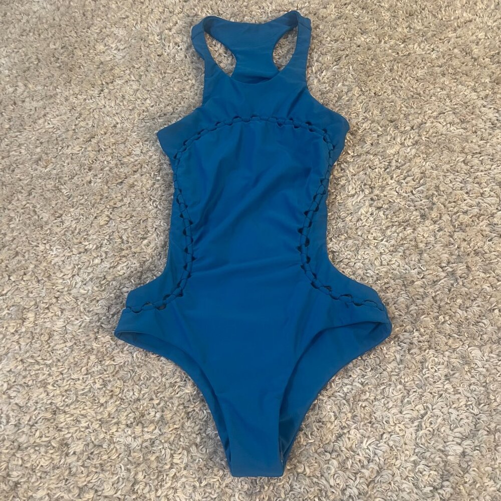MIKOH Mahina Royal Blue Designer Cutout One Piece Swimsuit Size L - Picture 5 of 10